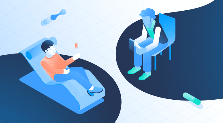 Illustration of a man talking to his therapist about anxiety