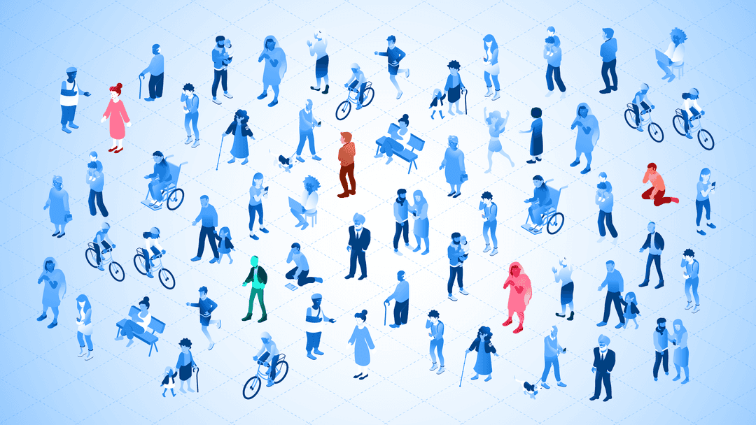 Illustration showing people affected by rare diseases