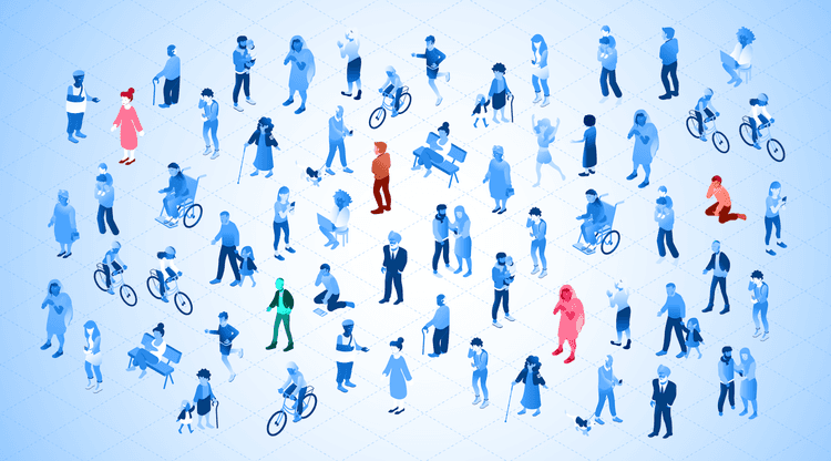 Illustration showing people affected by rare diseases